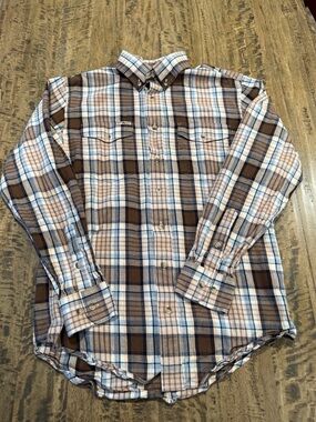 Powder River Outfitters Plaid Button Down Shirt Men’s Small Western